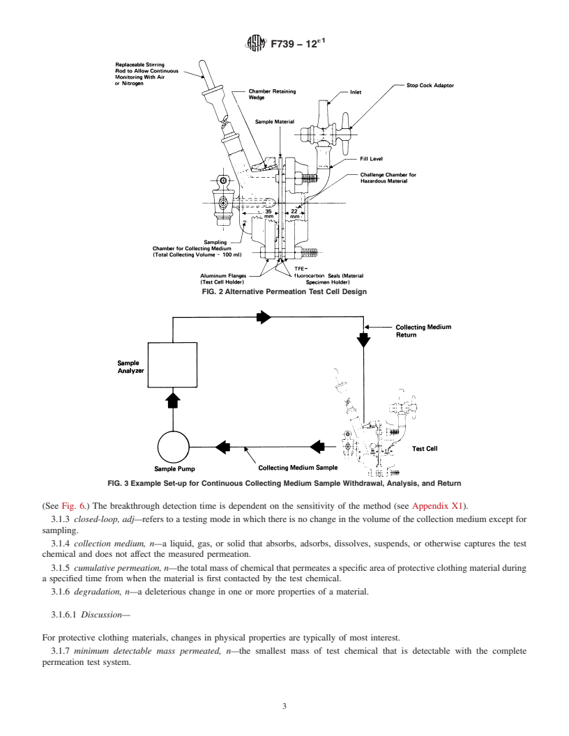 REDLINE ASTM F739-12e1 - Standard Test Method for  Permeation of Liquids and Gases through Protective Clothing  Materials under Conditions of Continuous Contact