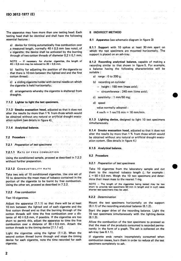 ISO 3612:1977 ISO 3612:1977 - Tobacco and tobacco products -- Cigarettes -- Determination of rate of free combustion - Page 4 preview