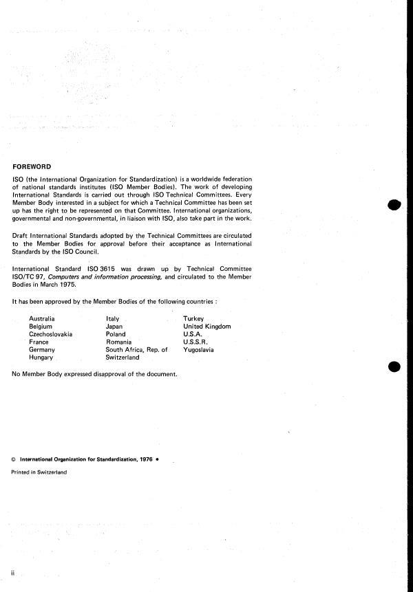ISO 3615:1976 ISO 3615:1976 - Magnetic tape for instrumentation applications -- Standardization of analogue modes of recording - Page 2 preview