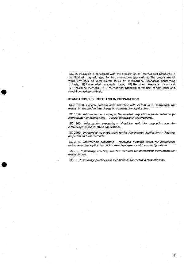 ISO 3615:1976 - Magnetic tape for instrumentation applications -- Standardization of analogue modes of recording