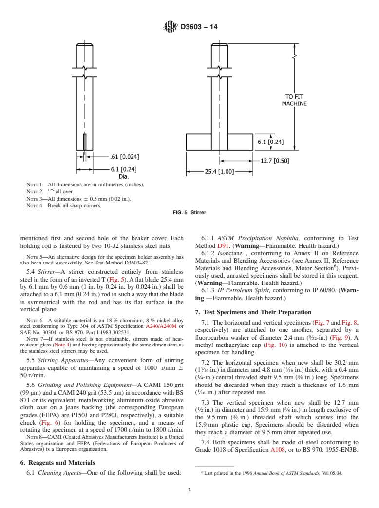 ASTM D3603-14 - Standard Test Method for  Rust-Preventing Characteristics of Steam Turbine Oil in the   Presence of Water (Horizontal Disk Method)