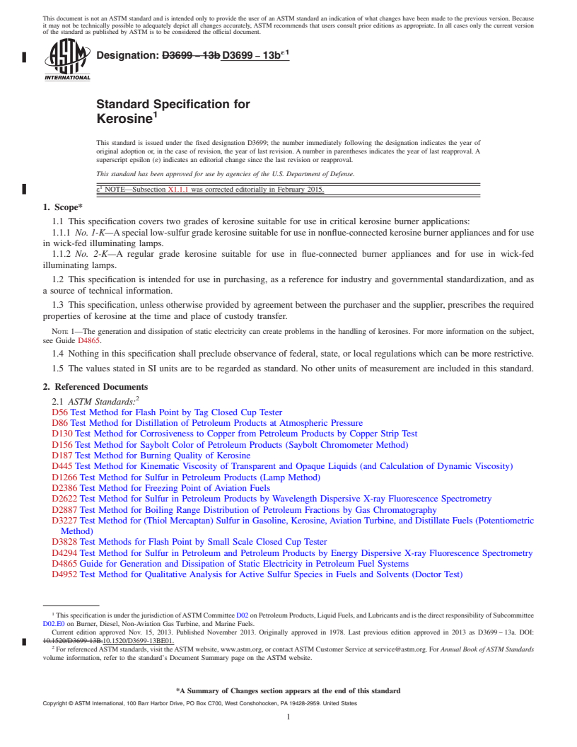 REDLINE ASTM D3699-13be1 - Standard Specification for  Kerosine