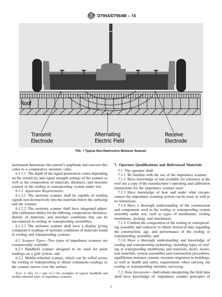 ASTM D7954/D7954M-15 - Standard Practice for Moisture Surveying of Roofing and Waterproofing Systems Using  Non-Destructive Electrical Impedance Scanners