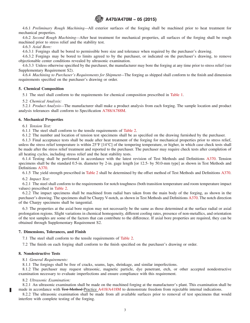 REDLINE ASTM A470/A470M-05(2015) - Standard Specification for Vacuum-Treated Carbon and Alloy Steel Forgings for Turbine  Rotors and Shafts