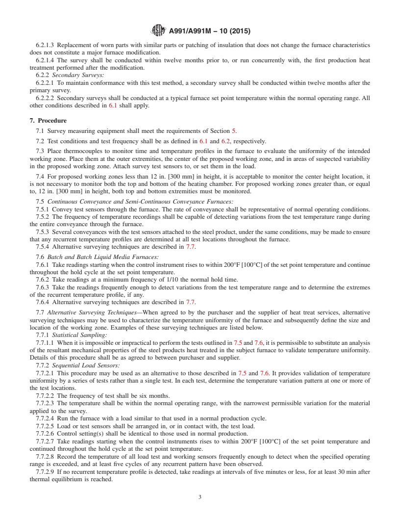 REDLINE ASTM A991/A991M-10(2015) - Standard Test Method for  Conducting Temperature Uniformity Surveys of Furnaces Used  to Heat Treat Steel Products