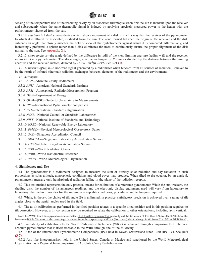 REDLINE ASTM G167-15 - Standard Test Method for  Calibration of a Pyranometer Using a Pyrheliometer