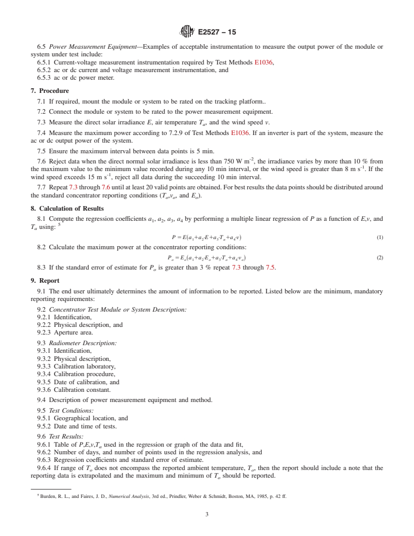 REDLINE ASTM E2527-15 - Standard Test Method for  Electrical Performance of Concentrator Terrestrial Photovoltaic  Modules and Systems Under Natural Sunlight