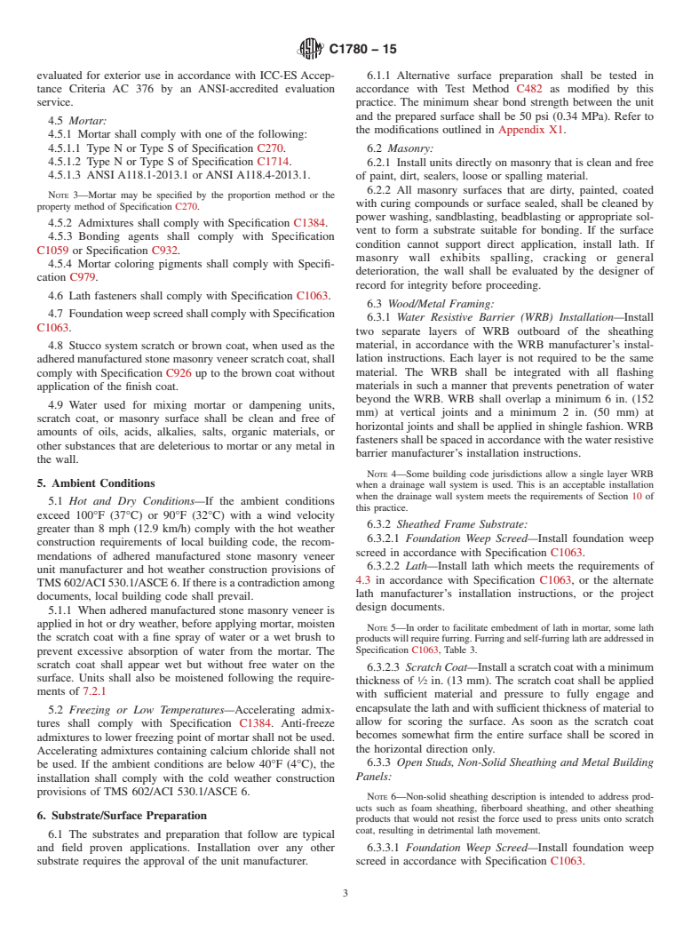 ASTM C1780-15 - Standard Practice for Installation Methods for Adhered Manufactured Stone Masonry  Veneer