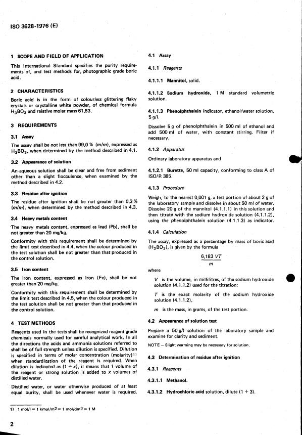 ISO 3628:1976 ISO 3628:1976 - Photographic grade boric acid -- Specification - Page 4 preview