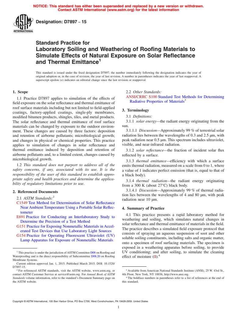 ASTM D7897-15 - Standard Practice for Laboratory Soiling and Weathering ...