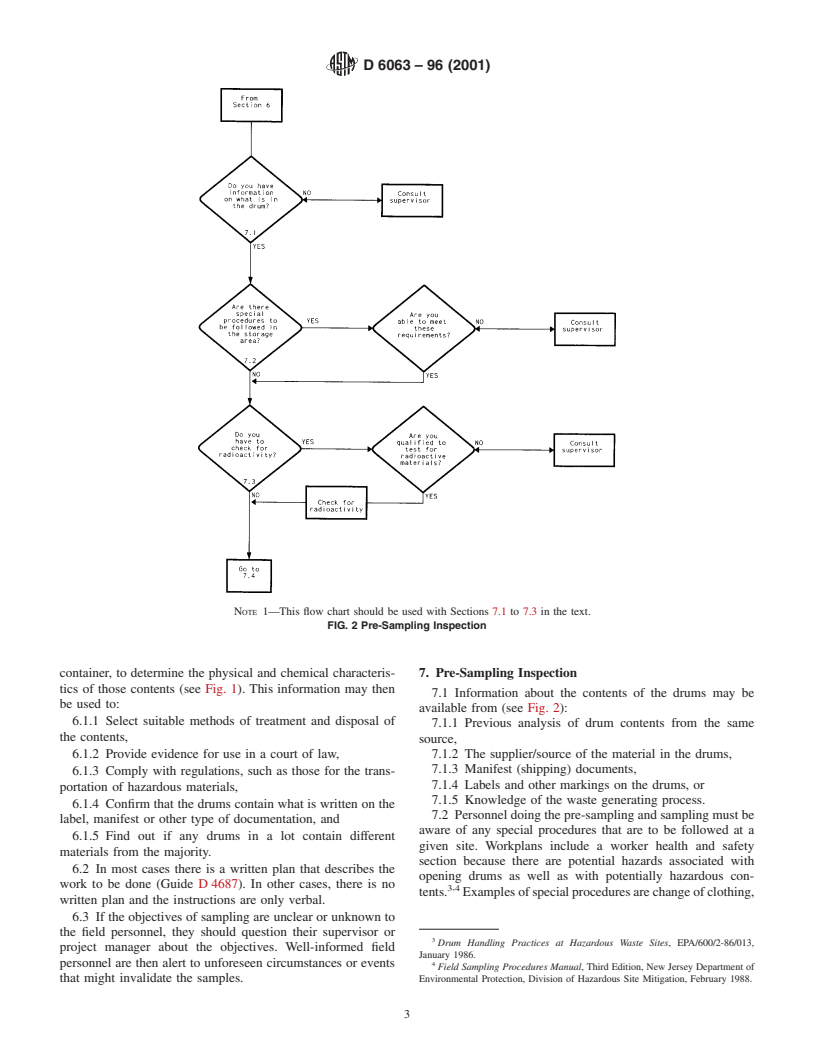 ASTM D6063-96(2001) - Standard Guide for Sampling of Drums and Similar Containers by Field Personnel