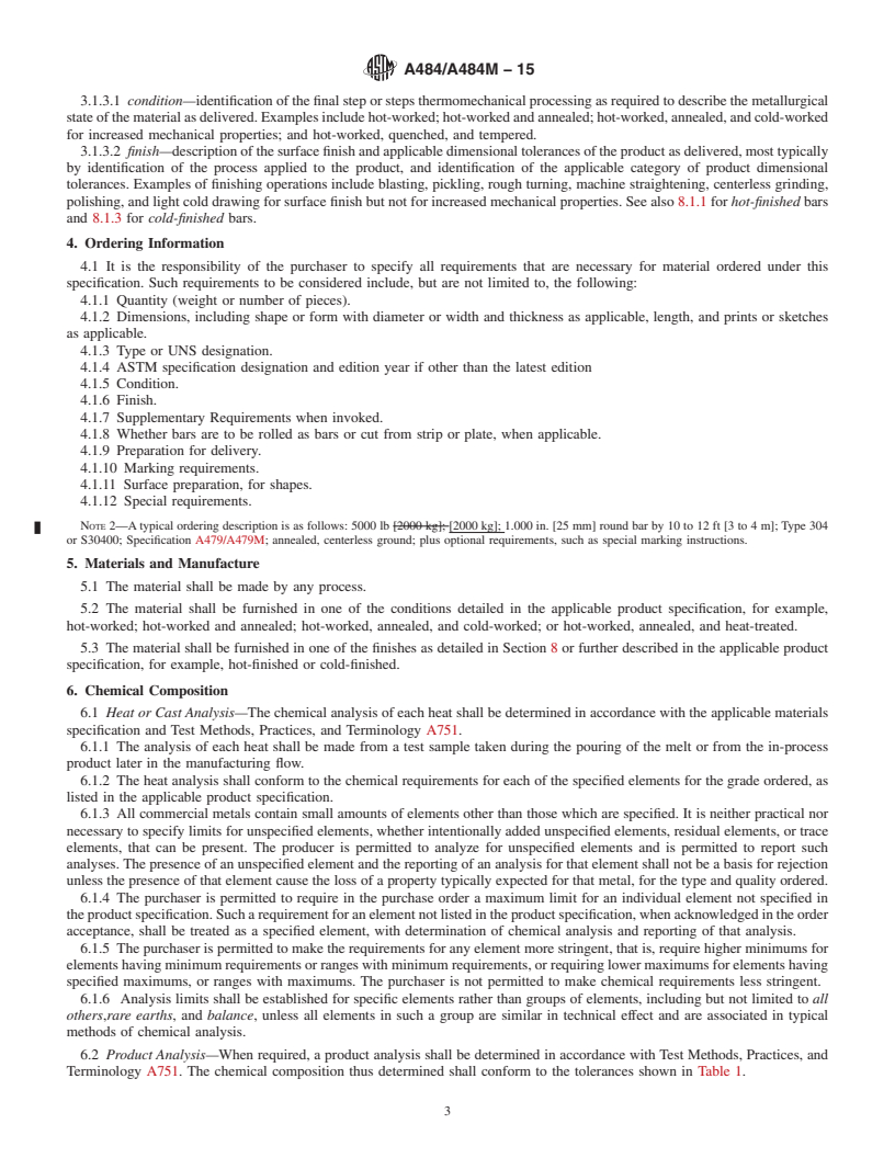 REDLINE ASTM A484/A484M-15 - Standard Specification for  General Requirements for Stainless Steel Bars, Billets, and  Forgings