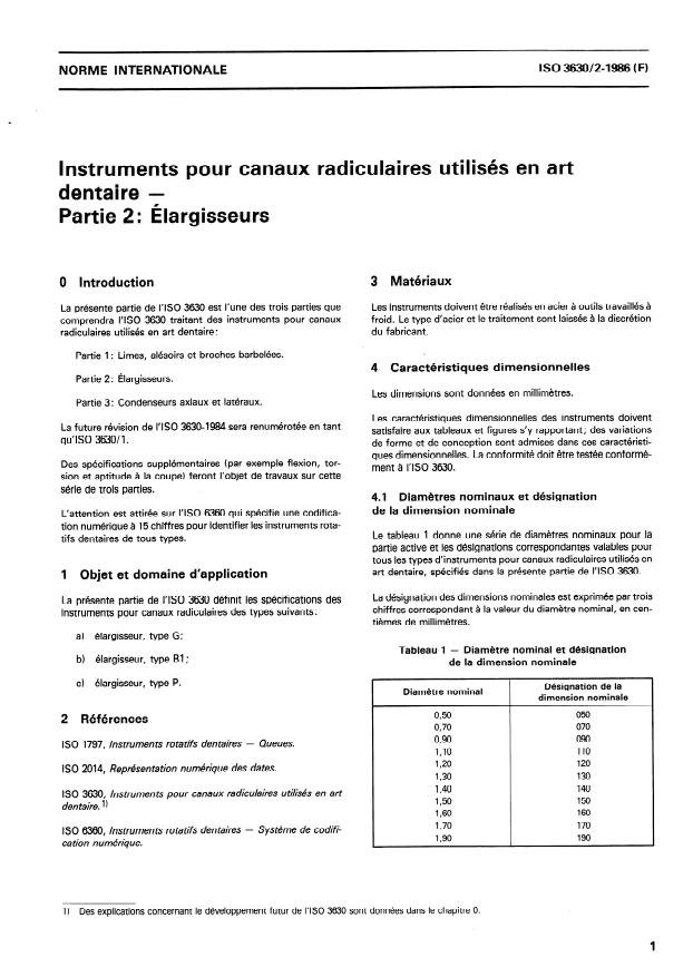 ISO 3630-2:1986 - Instruments pour canaux radiculaires utilisés en art dentaire