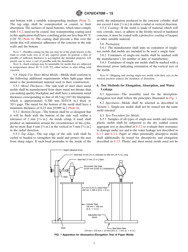 ASTM C470/C470M-15 - Standard Specification for  Molds for Forming Concrete Test Cylinders Vertically