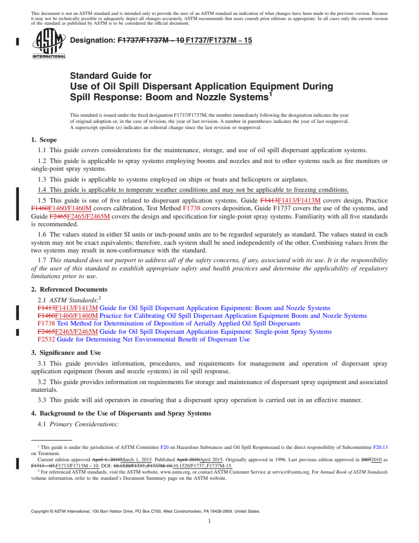 ASTM F1737/F1737M-15 - Standard Guide for Use of Oil Spill Dispersant ...