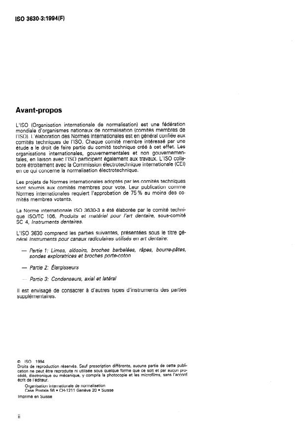 ISO 3630-3:1994 ISO 3630-3:1994 - Instruments pour canaux radiculaires utilisés en art dentaire - Page 2 preview