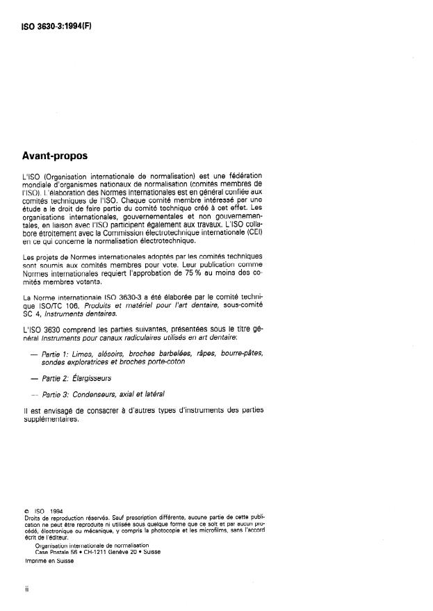 ISO 3630-3:1994 ISO 3630-3:1994 - Instruments pour canaux radiculaires utilisés en art dentaire - Page 2 preview