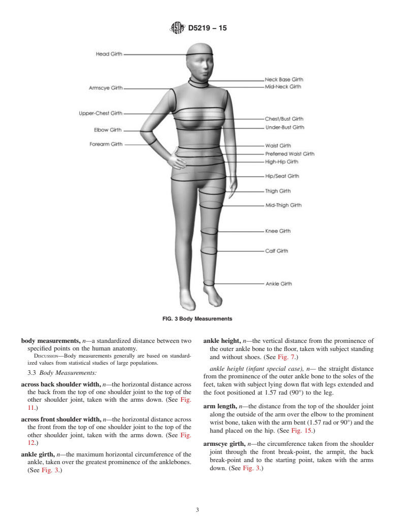 ASTM D5219-15 - Standard Terminology Relating to  Body Dimensions for Apparel Sizing