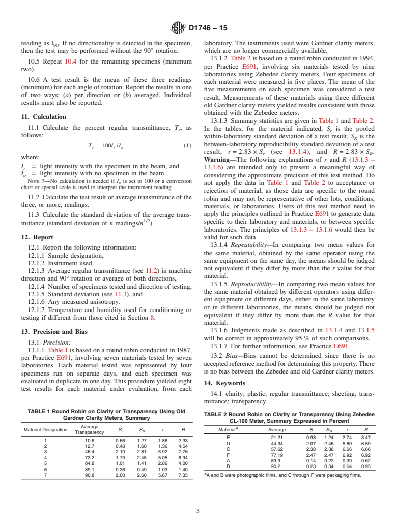 ASTM D1746-15 - Standard Test Method for  Transparency of Plastic Sheeting