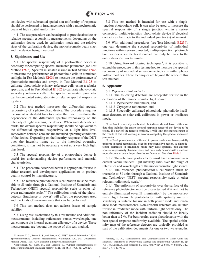 ASTM E1021-15 - Standard Test Method for  Spectral Responsivity Measurements of Photovoltaic Devices