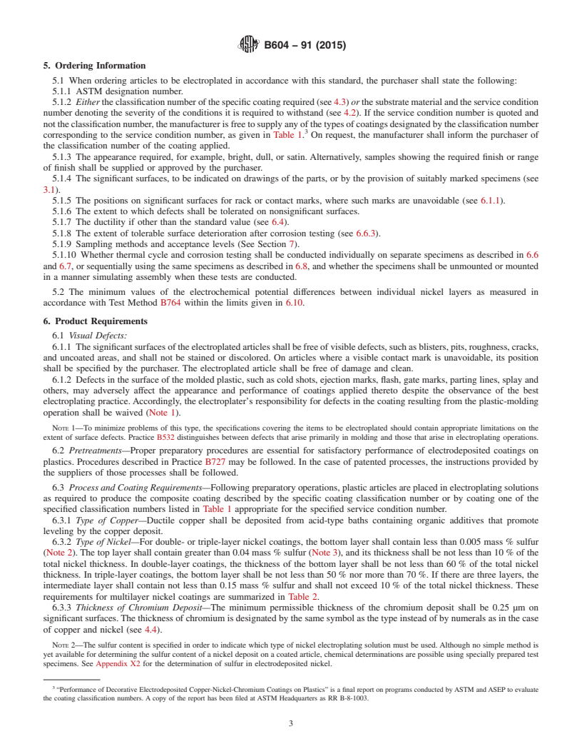 REDLINE ASTM B604-91(2015) - Standard Specification for  Decorative Electroplated Coatings of Copper Plus Nickel Plus   Chromium on Plastics