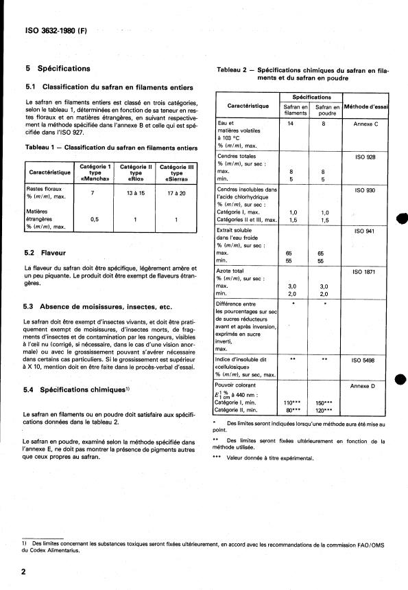 ISO 3632:1980 ISO 3632:1980 - Safran -- Spécifications - Page 4 preview