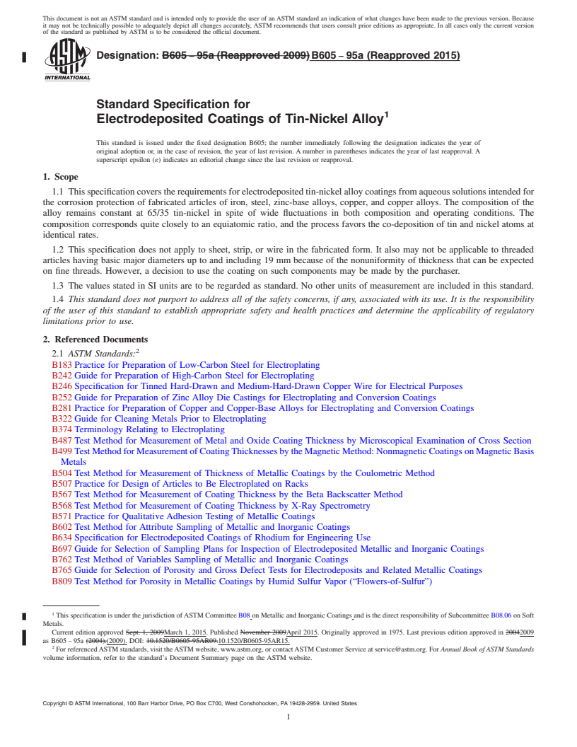 ASTM B605-95a(2015) - Standard Specification For Electrodeposited ...