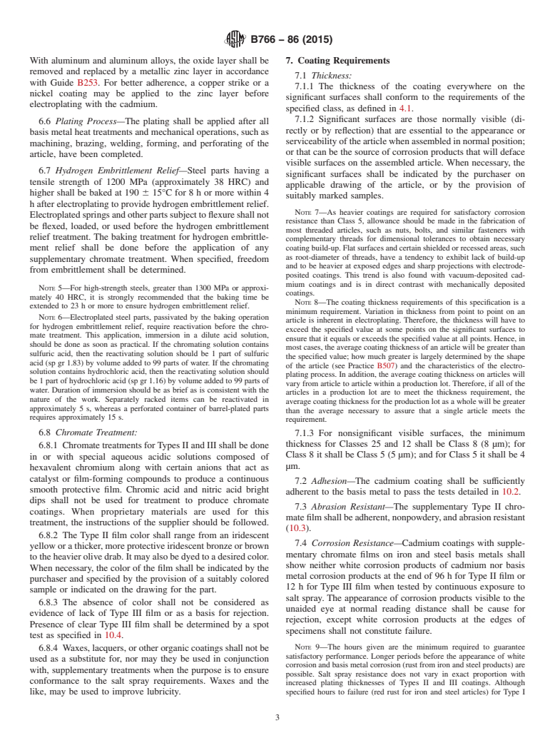 ASTM B766-86(2015) - Standard Specification for  Electrodeposited Coatings of Cadmium