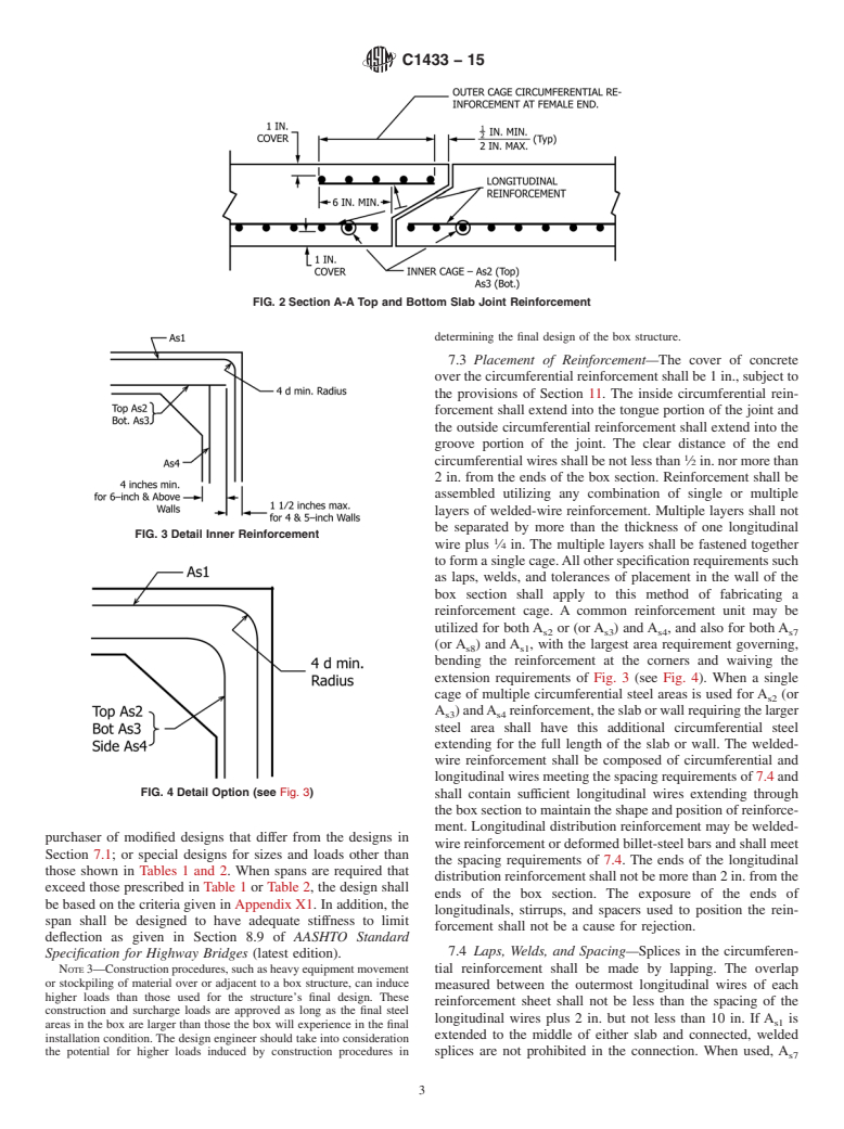 ASTM C1433-15 - Standard Specification for  Precast Reinforced Concrete Monolithic Box Sections for Culverts,  Storm Drains, and Sewers