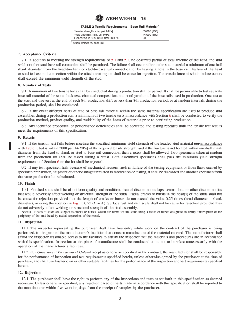 REDLINE ASTM A1044/A1044M-15 - Standard Specification for  Steel Stud Assemblies for Shear Reinforcement of Concrete