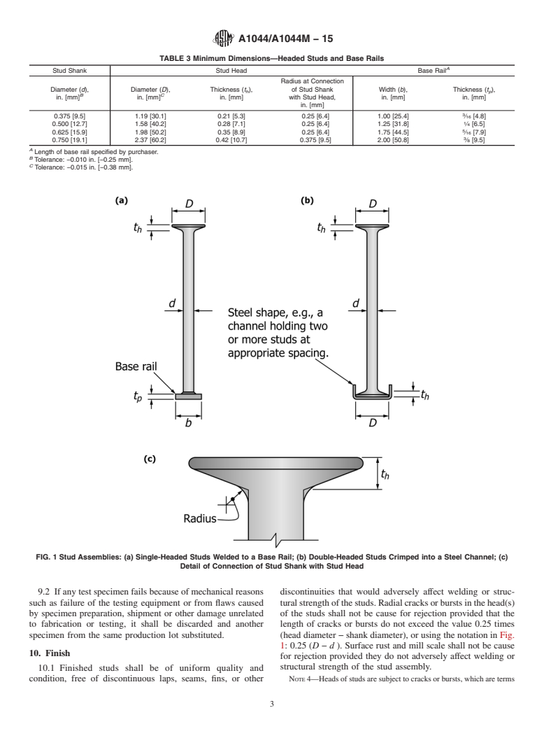 ASTM A1044/A1044M-15 - Standard Specification for  Steel Stud Assemblies for Shear Reinforcement of Concrete