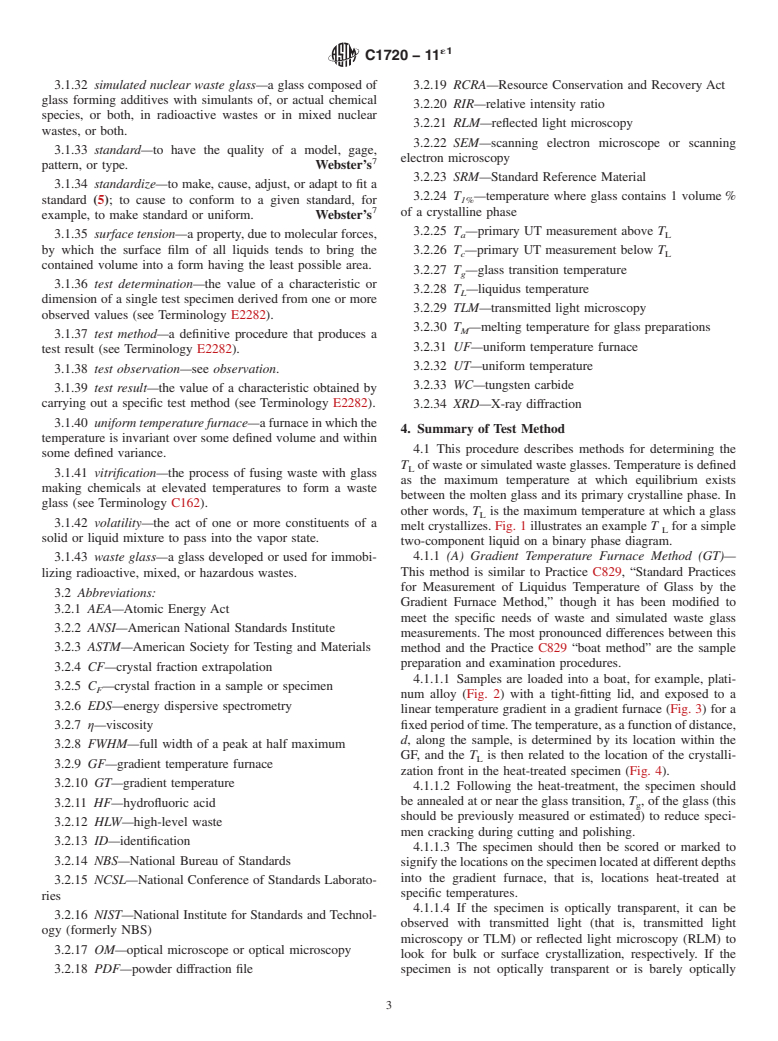 ASTM C1720-11e1 - Standard Test Method for  Determining Liquidus Temperature of Immobilized Waste Glasses  and Simulated Waste Glasses