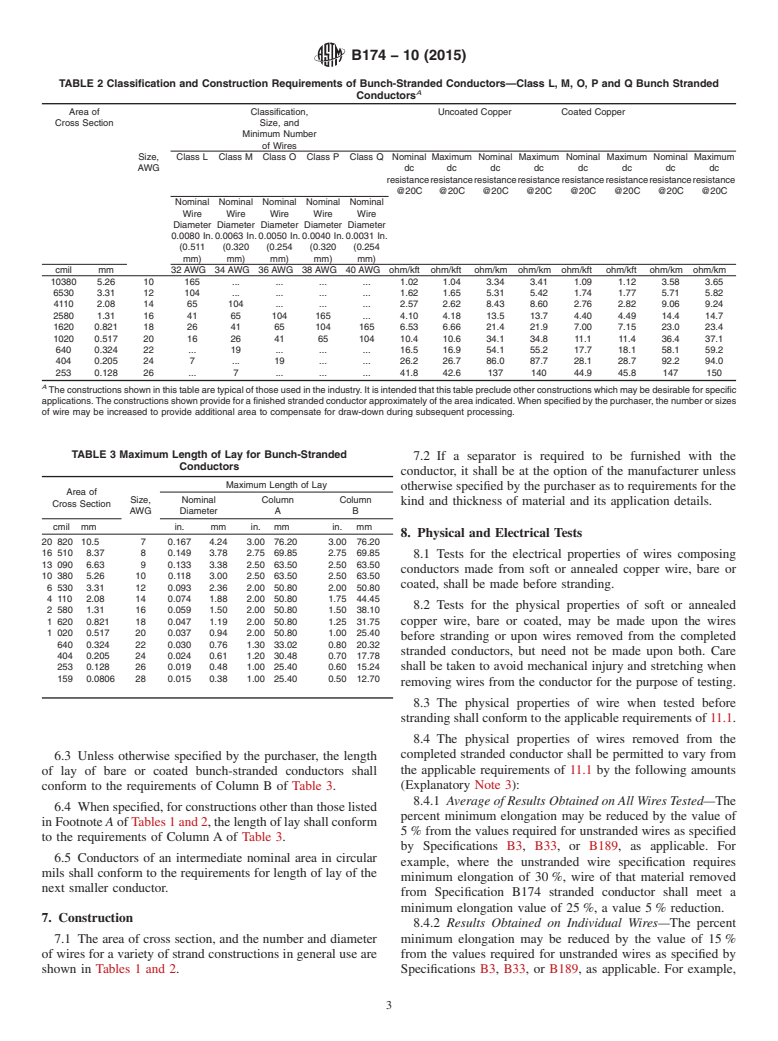 ASTM B174-10(2015) - Standard Specification for Bunch-Stranded Copper Conductors for Electrical Conductors