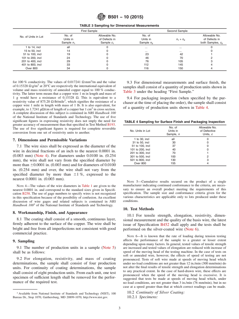 ASTM B501-10(2015) - Standard Specification for Silver-Coated, Copper-Clad Steel Wire for Electronic Application