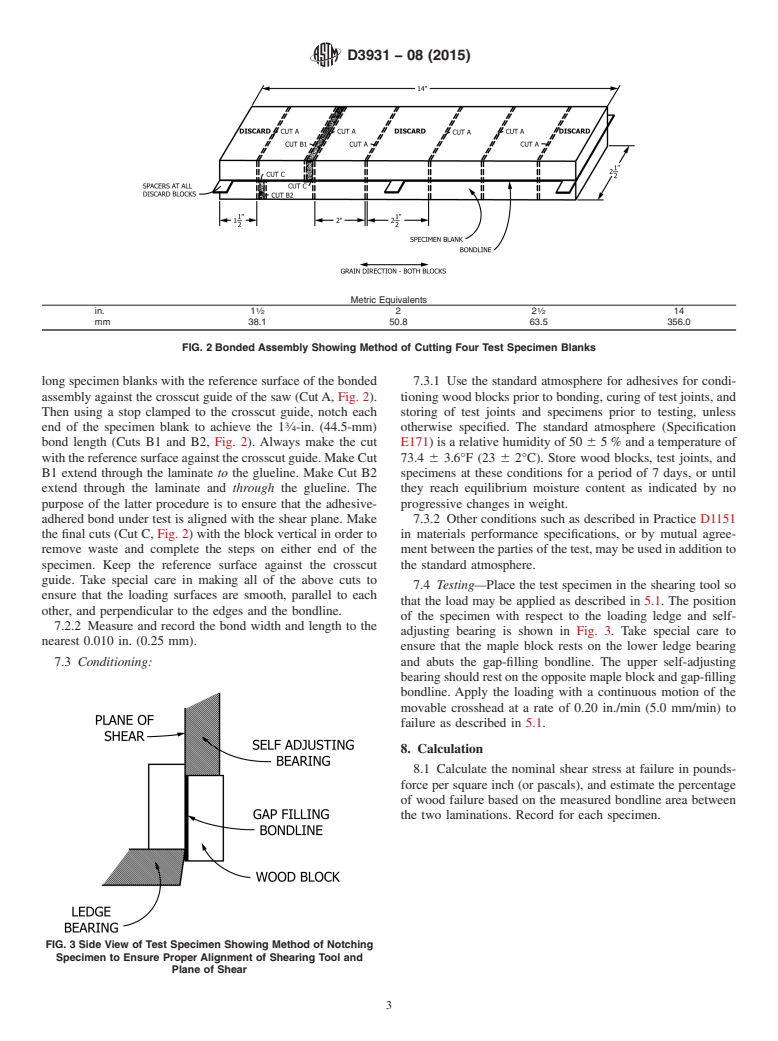 ASTM D3931-08(2015) - Standard Test Method for Determining Strength of Gap-Filling Adhesive Bonds in Shear  by Compression    Loading