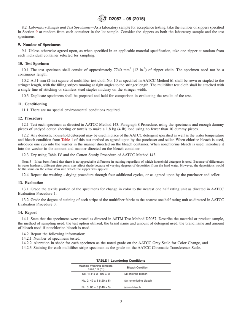 REDLINE ASTM D2057-05(2015) - Standard Test Method for  Colorfastness of Zippers to Laundering