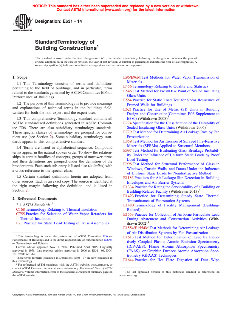 ASTM E631-14 - Standard Terminology of Building Constructions