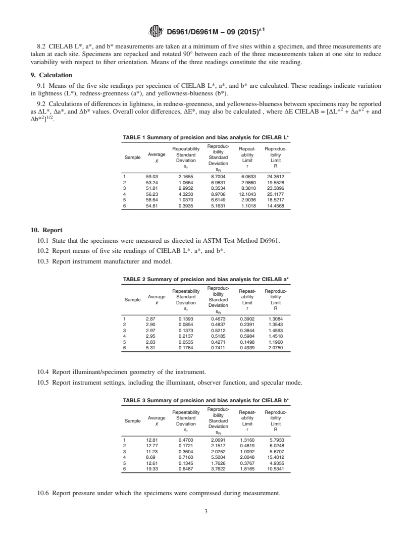 REDLINE ASTM D6961/D6961M-09(2015)e1 - Standard Test Method for  Color Measurement of Flax Fiber