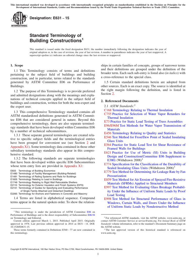 ASTM E631-15 - Standard Terminology of Building Constructions