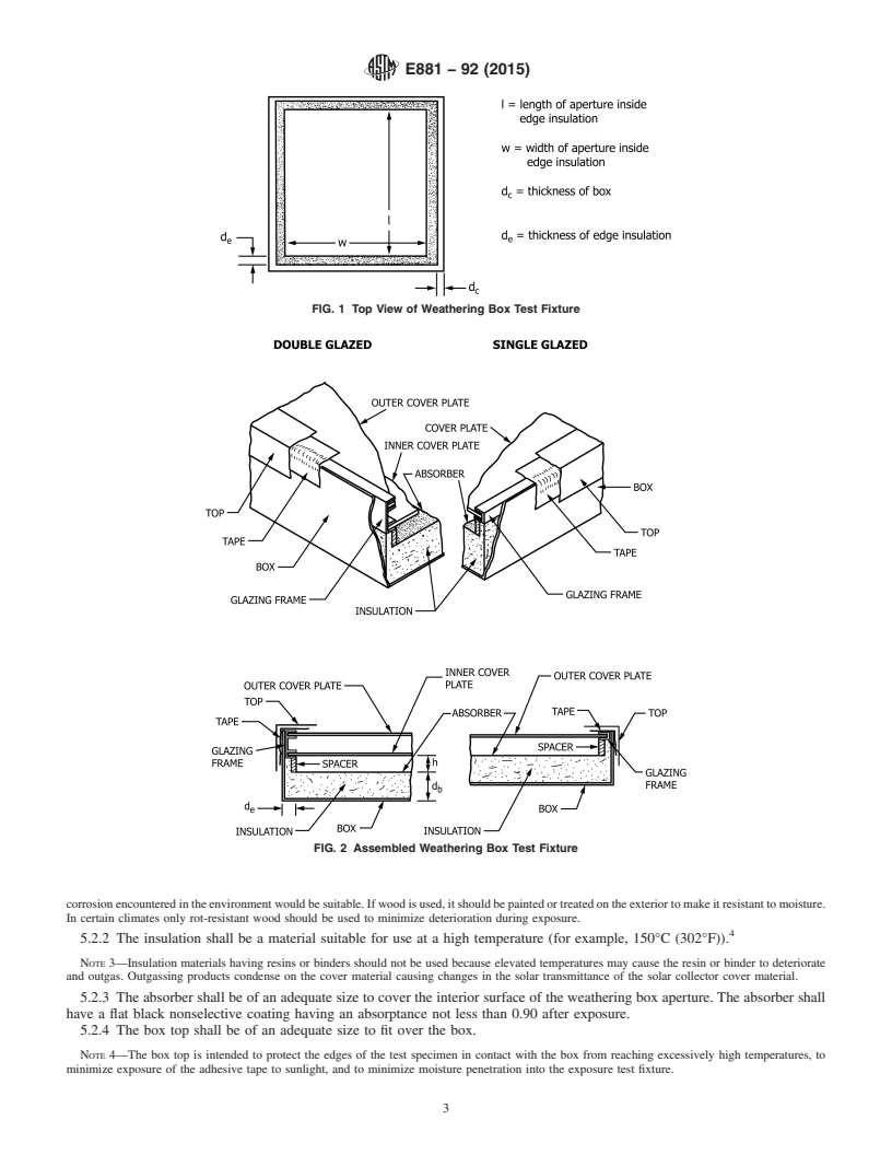 REDLINE ASTM E881-92(2015) - Standard Practice for  Exposure of Solar Collector Cover Materials to Natural Weathering  Under Conditions Simulating Stagnation Mode