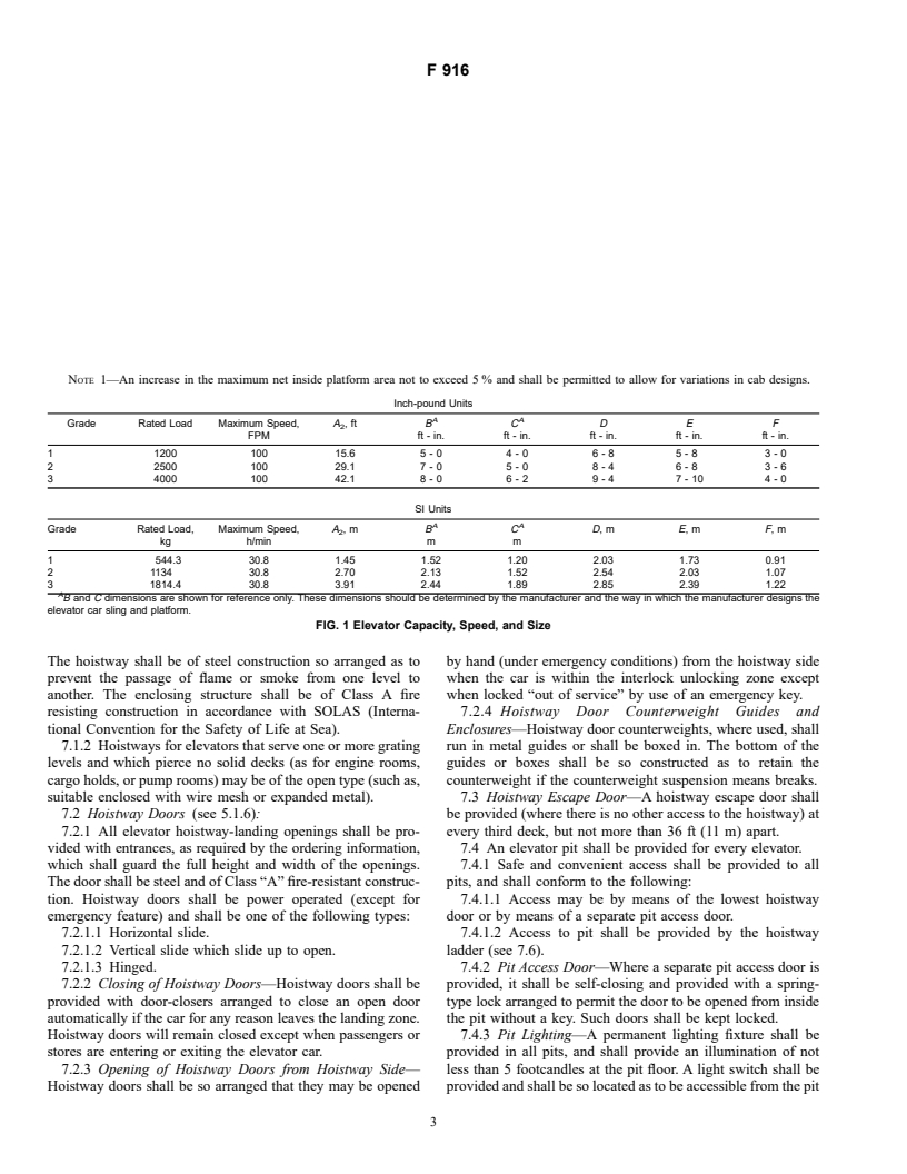 ASTM F916-85(1993)e1 - Standard Specification for Elevators, Shipboard, Electromechanical Passenger, and Stores (Withdrawn 2002)