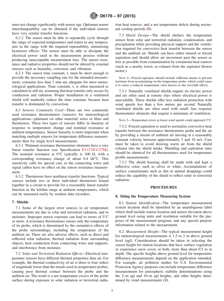 ASTM D6176-97(2015) - Standard Practice for  Measuring Surface Atmospheric Temperature with Electrical Resistance  Temperature Sensors