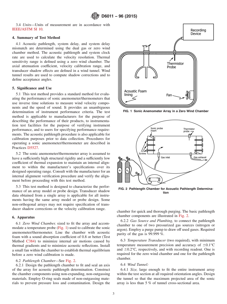 ASTM D6011-96(2015) - Standard Test Method for  Determining the Performance of a Sonic Anemometer/Thermometer