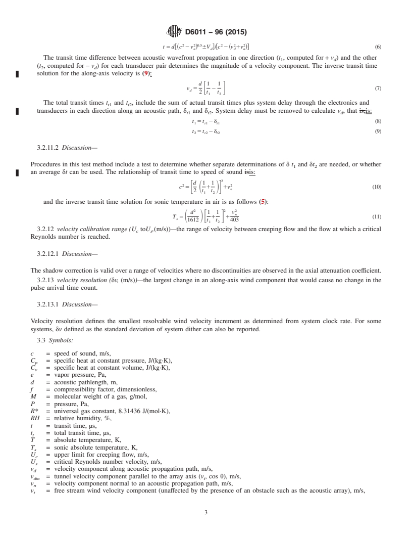 REDLINE ASTM D6011-96(2015) - Standard Test Method for  Determining the Performance of a Sonic Anemometer/Thermometer