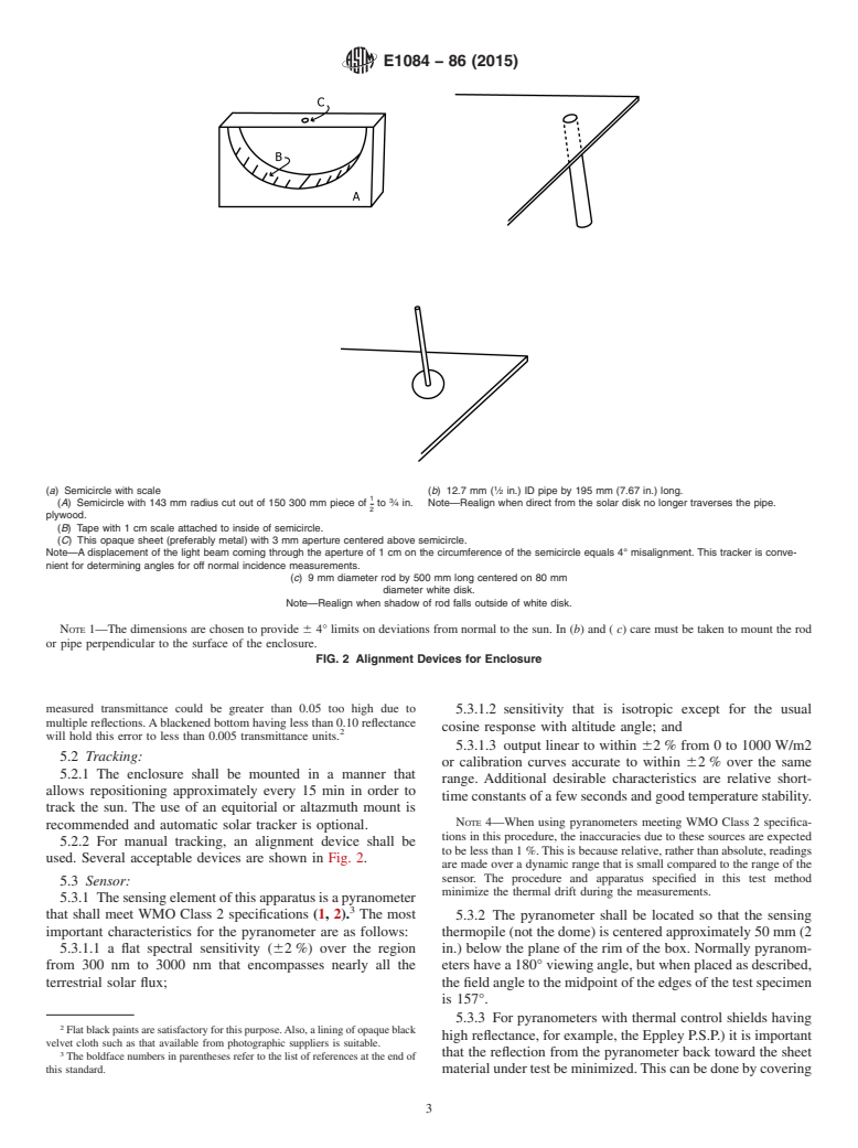 ASTM E1084-86(2015) - Standard Test Method for  Solar Transmittance (Terrestrial) of Sheet Materials Using  Sunlight