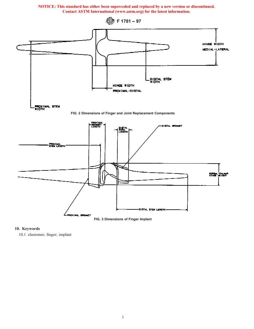 ASTM F1781-97 - Standard Specification for Elastomeric Flexible Hinge Finger Total Joint Implants