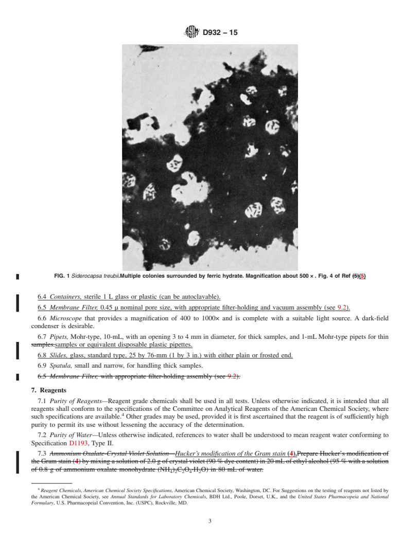 REDLINE ASTM D932-15 - Standard Practice for  Filamentous Iron Bacteria in Water and Water-Formed Deposits