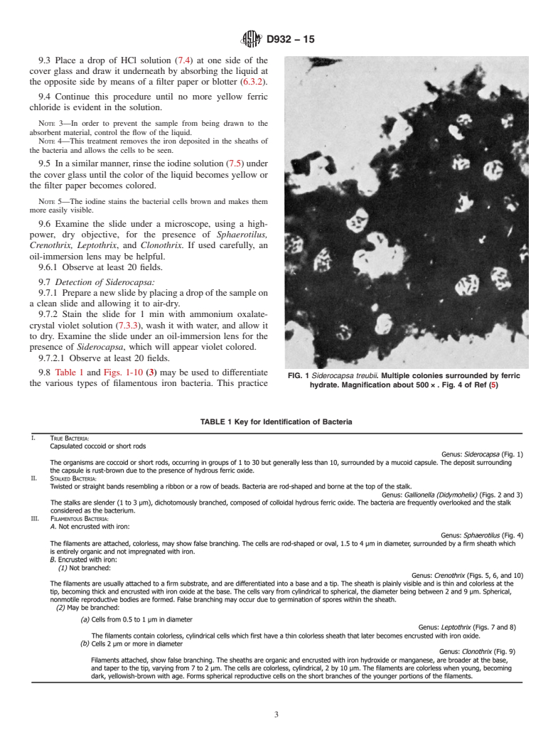 ASTM D932-15 - Standard Practice for  Filamentous Iron Bacteria in Water and Water-Formed Deposits