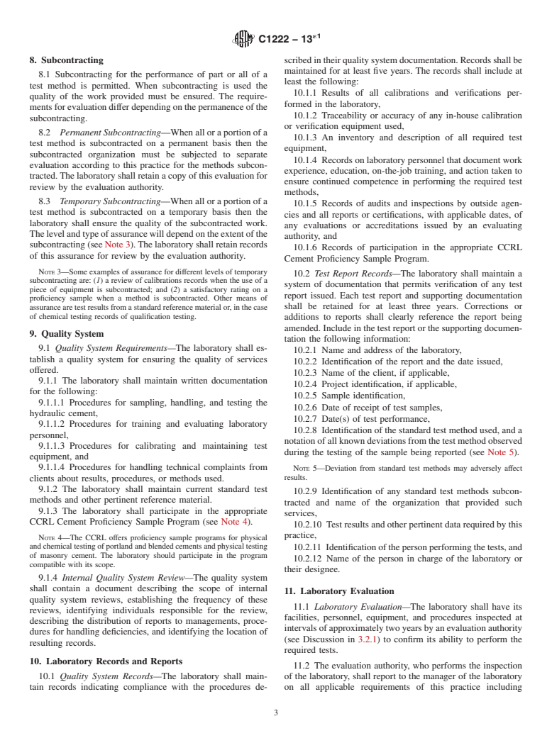 ASTM C1222-13e1 - Standard Practice for  Evaluation of Laboratories Testing Hydraulic Cement