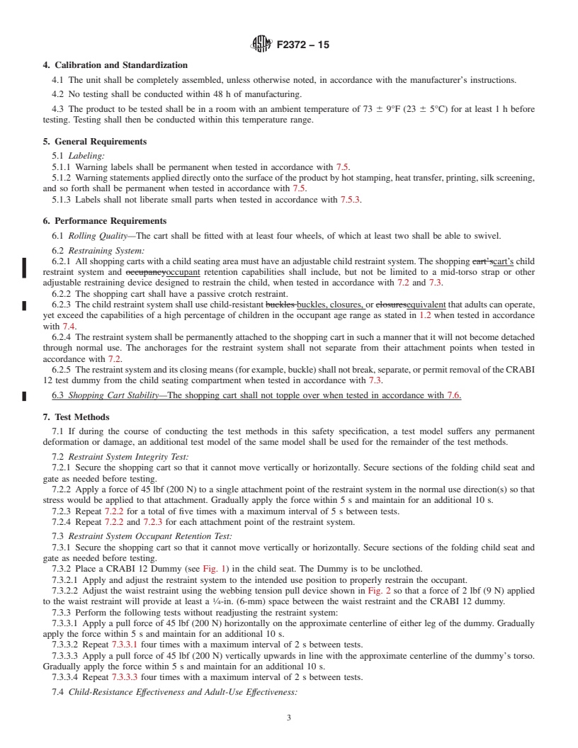 REDLINE ASTM F2372-15 - Standard Consumer Safety Performance Specification for Shopping Carts